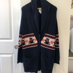 Stem NEW Blue Teddy Bear Cardigan, Chenille Jacket